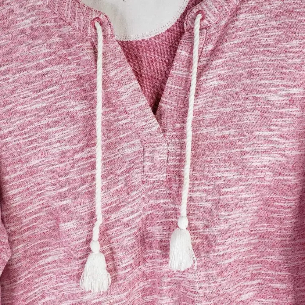 Talbots Sweatshirt Womens Size Large L Pullover Cotton Stretch Boxy Pink Red